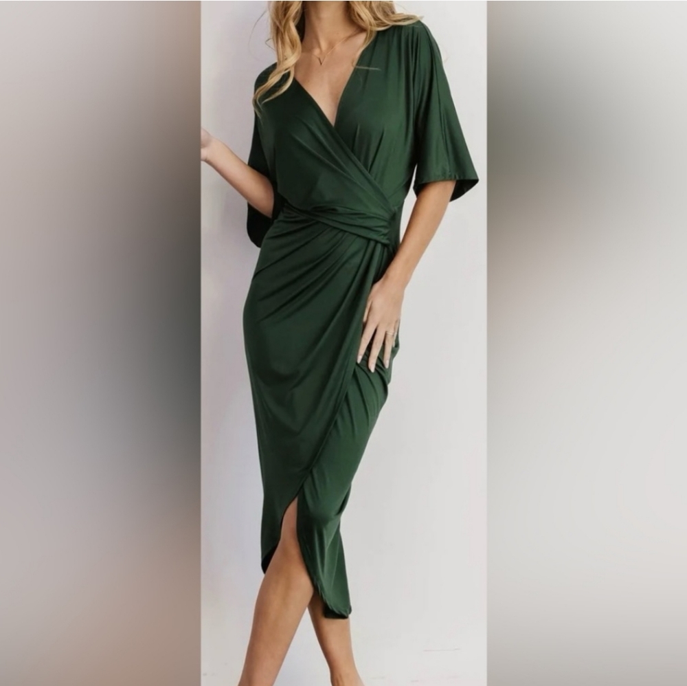 Baltic Born Hunter Green Solana Ruched Dress